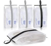 MISSLO Lot de 4 sacs à chaussures imperméables pour voyage - Taille XXL - Transparents - Avec fermeture éclair robuste - Pour homme et femme, blanc, sac à chaussures avec poignées de transport