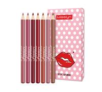 MISSLYN LOVE YOURSELF Coffret Crayons à Lèvres Mat, 7 Pièces, Maquillage Visage Colorstay avec Taille-Crayon Intégré, Couleurs à Lèvres Longue Tenue, Application Douce, Crayons à Lèvres Naturels, Pigm