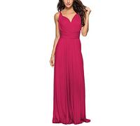 MISSMAO Femme V-col Robe Elégante Soirée sans Dos Cocktail Robes Longue Bandage sans Bretelles Robes Longues Taille Empire A-Line Robe de Bal Demoiselle d'honneur Mariage Fête Aniversaire,Rose1,S