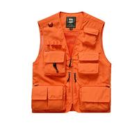 MISSMAO Gilet Multipoches Homme Veste Sans Manches Plein Air Legere Gilet pour Safari Peche Reporter Sport Gilet D'Extérieur Gilet de Photographe Camping Chasse Orange M