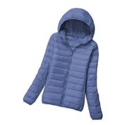 MISSMAO Manteau Court à Capuche Femme Veste Matelassée Légère Doudoune Rembourrage Pliable Blouson Doudoune Legeres Courtes Mi Saison,Bleu Brume,S