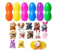 Missmisq 12PCS Oeufs De Pâques Pré-remplis avec Animales en Peluche, Œufs De Pâques Remplis pour La Chasse Aux Œuf De Pâque pour Enfant, Jouets Pré-Remplis pour Œuf De Pâque