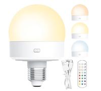 Missmisq Ampoule Rechargeable USB-C Avec Telecommande, LED Ampoules Batterie Dimmable 3 Couleur, USB C Batterie Ampoule Rechargeable Avec Fonction De Timing, Lampe De Secours Intérieure Et Extérieure