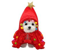 Missmisq Cape de Noël pour Animal de Compagnie, Manteau pour Temps Froid pour Chien - Cape Chaude pour Animaux de Compagnie avec Chapeau | Déguisement de Noël au Design Simple pour Petits Chiens,