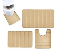 Missmisq - Ensemble de 3 Tapis de Bain, Tapis de Salle de Bain, Tapis de Toilette Antidérapant, Lavable en Machine, Gris Clair, 27 x 41 cm