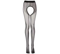 missO P211 - Collant Soyeux Ouvert / Motif couture - Noir - L/XL