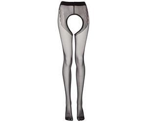 missO P211 - Collant Soyeux Ouvert / Motif couture - Noir - XXL