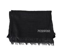 Missoni, Homme, Accessoires, Noir, Taille: ONE Size Écharpe en Laine Noire avec Franges et Détails du Logo