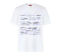 Missoni - T-shirt en coton à col rond avec imprimé vague et logo - Homme - Tops - Blanc - Taille: S