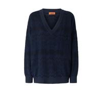 Missoni - Pull en maille viscose et laine à col en V - Femme - Pulls - Bleu - Taille: 36 FR