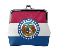 Missouri State Flag Printed Microfiber PU Leather Wallet Kiss Lock Mini Pouch for Lipstick Key Change Organization