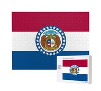 Missouri State Flag Puzzle en bois 500 pièces - Puzzle horizontal, loisirs familiaux et défi cérébral