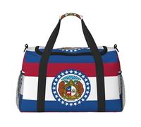 Missouri State Flag Sac de voyage, sac de week-end pour femmes et hommes pour les aventures en plein air, idéal pour le camping et la randonnée, Noir/blanc, One Size
