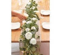 MISSPIN Lot de 2 guirlandes de fleurs artificielles printanières d'eucalyptus vintage - Fleurs de pivoine rose vigne de verdure - Plante décorative à suspendre au mur pour arche de mariage, arche de