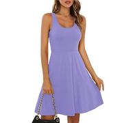 Missufe Rockabilly - Mini Robe d'été Courte pour Femme - Robe Patineuse - Robe débardeur (Violet Clair, Grand)
