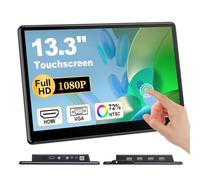 Missun Écran Tactile Portable 13,3 Pouces FHD 1920 × 1080 IPS Moniteur Tactile pour Ordinateur Portable HDMI VGA Plug & Play Support VESA Compatible avec Les Ordinateurs Portables PC Mac
