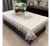 MissW Nappe en Dentelle Moderne Tissu De Comptoir Télévision Rectangulaire Européen Table Basse Lavable À Broderie Fleurs Convient pour Meuble TV, 110x160cm