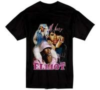 Missy -Elliott Rapper Hip hop Unisex Men's t-Shirt Black Vintage Unisex Black t-Shirt Unisex Tee Longsleeve Sweatshirt Hoodie Graphic Unisex Tee Shirt Black L