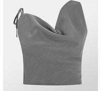 Missy Empire Asymmetric Cowl Neck Top Womens Gris 10 (S) Female