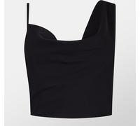 Missy Empire Asymmetric Cowl Neck Top Womens Noir 12 (M) Female