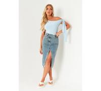 Missy Empire Asymmetric Waistband Maxi Skirt Bleu 6 (2XS) Female