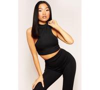 Missy Empire Bandage Rib Extreme Racer Crop Top Noir 4 (3XS) Female