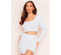 Missy Empire Borg Scoop Neck Crop Top Bleu 14 (L) Female