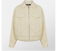 Missy Empire Boucle Textured Long Sleeve Bomber Jacket Crème 12 (M) Female