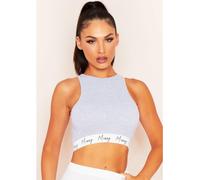 Missy Empire Branded Racer Crop Top Gris 4 (3XS) Female