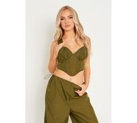 Missy Empire Bust Crop Corset Kaki 12 (M) Female