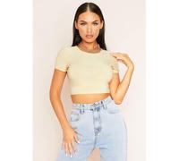 Missy Empire Cap Sleeve Smooth Cropped T-Shirt Crème 6 (2XS) Female