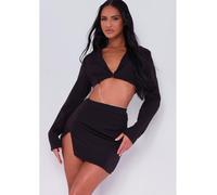 Missy Empire Chain Detail Cropped Blazer Co-Ord Noir 10 (S) Female