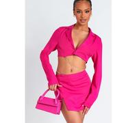 Missy Empire Chain Detail Cropped Blazer Co-Ord Rose 12 (M) Female