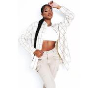 Missy Empire Checked Oversized Shirt Beige 6 (2XS) Female