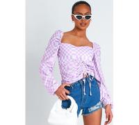 Missy Empire Checkerboard Print Ruched Front Top Lilas 12 (M) Female