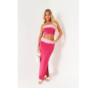 Missy Empire Contrast Fold Over Maxi Skirt Rose 10 (S) Female