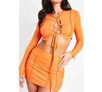 Missy Empire Contrast Seam Micro Mini Skirt Orange 10 (S) Female