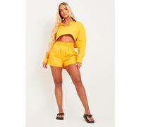 Missy Empire Cotton Oversized High Waisted Runner Shorts Orange 6 (2XS) Female