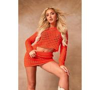 Missy Empire Crochet Crop Top Orange 10 (S) Female
