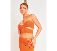 Missy Empire Crochet Cut Out Crop Top Orange 6 (2XS) Female