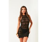 Missy Empire Crochet Halterneck Dress Noir 10 (S) Female