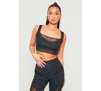 Missy Empire Crop Top With Mesh Panels Noir 8 (XS) Female