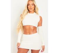 Missy Empire Crop Top With Separate Sleeves Crème 14 (L) Female