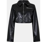Missy Empire Cropped Faux Leather Biker Jacket Womens Noir 12 (M) Female