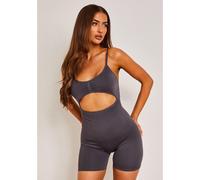 Missy Empire Cut Out Contour Waist Unitard Charbon de bois 14 (L) Female