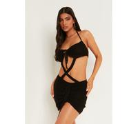 Missy Empire Cut Out Halter Mini Dress Noir 12 (M) Female