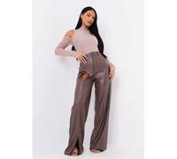 Missy Empire Cut Out High Waisted Pu Trousers Chocolat 14 (L) Female