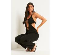 Missy Empire Cut Out Tie Front Jumpsuit Noir 14 (L) Female