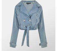 Missy Empire Denim Oversized Biker Jacket Womens Bleu 10 (S) Female