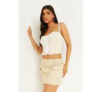Missy Empire Detail Cargo Mini Skirt Beige 8 (XS) Female